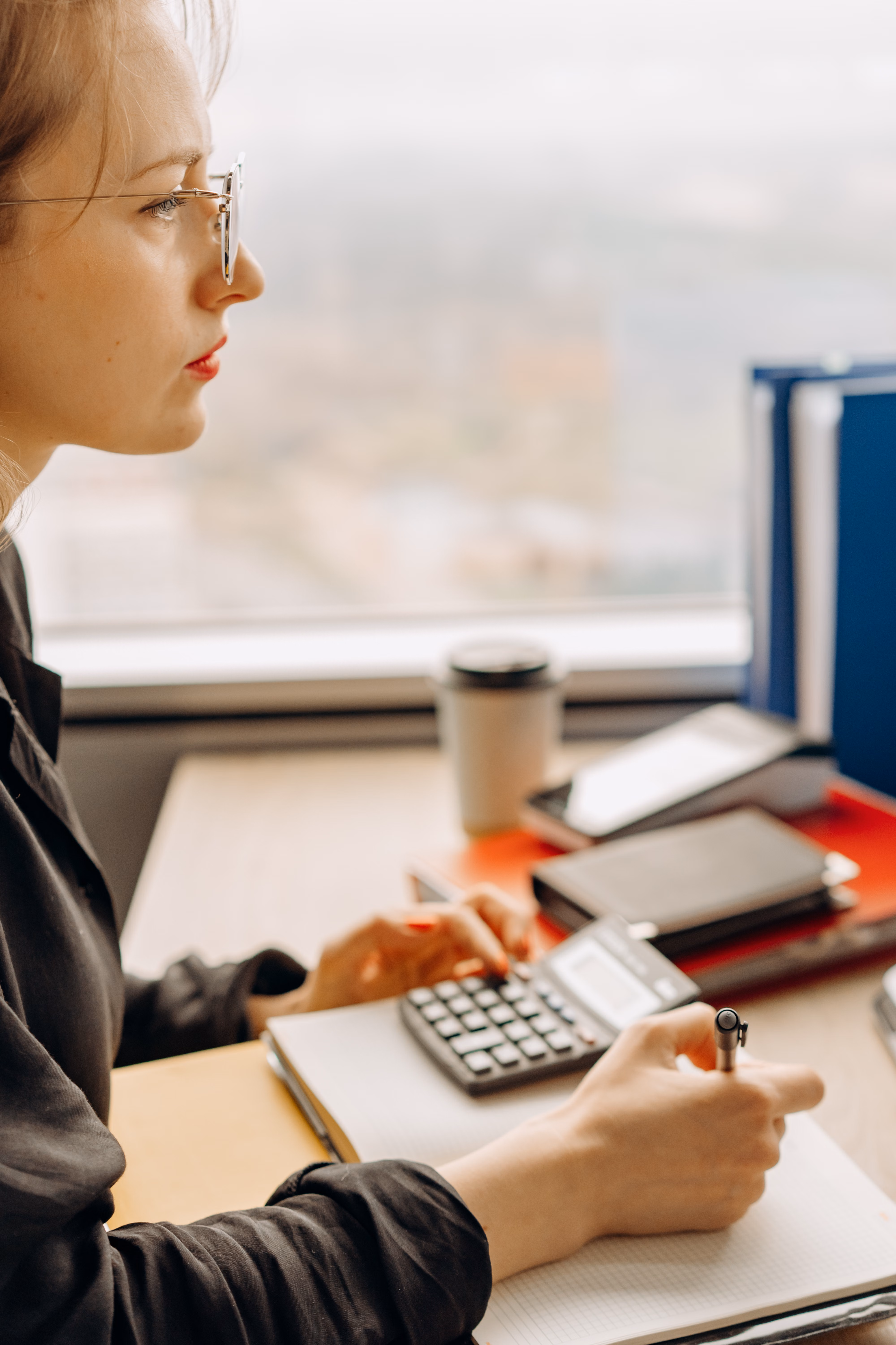 Bookkeeper working at a desk